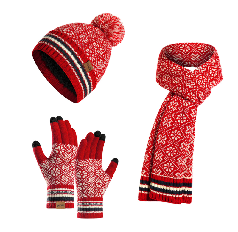 Вязаный шарф WoolWarm Hat Шарф Перчатки 3 шт. Наборы для женщин